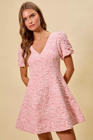 SO ME Floral Jacquard Fit And Flare Daily Mini Dress (M) - Glamourous Grace