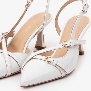 The Atlantic White Leather Slingback Women Sandal - Glamourous Grace