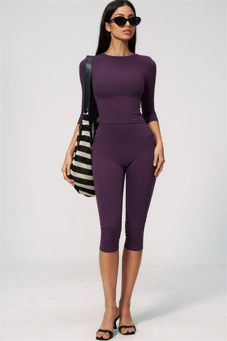The Natalia Half-Sleeve Top Capri Leggings 2-Piece Set