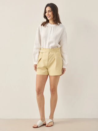 100% Linen Mock Neck Long-Sleeve Top DEANNA - Glamourous Grace