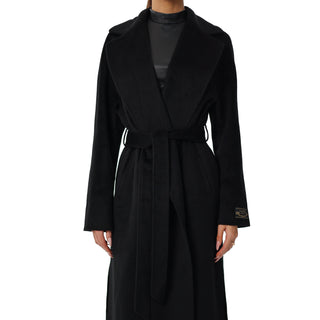 Cambridge Comfort Wraparound Wool Cashmere Coat in Black