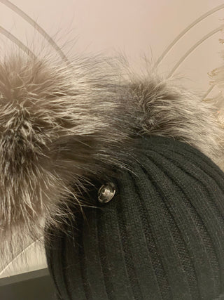 Two Fur Poms Hat Adult | Kids