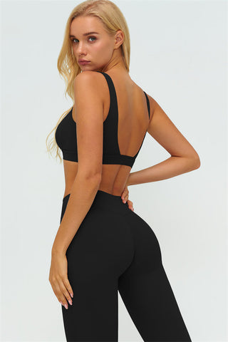 The Lushness V-Back Sports Bra Flared Leggings 2-Piece Set