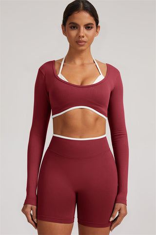 The Elevate Long Sleeve Crop top Shorts 2-Piece Set
