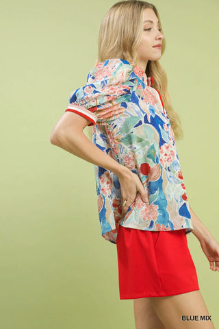 Umgee Jacquard Bloomscape Print Top - Glamourous Grace