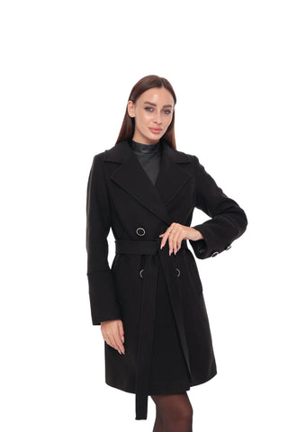 Zuri Cashmere Blend Overcoat in Black