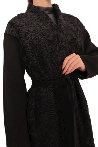 Noir Genuine Karakul Wool Overcoat