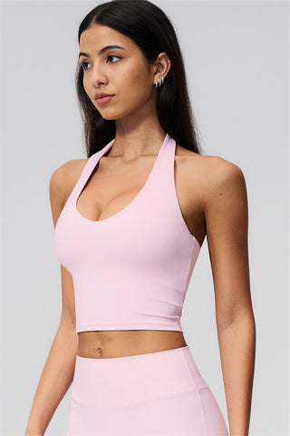 The Twirl Wide Strap Halter Crop Top