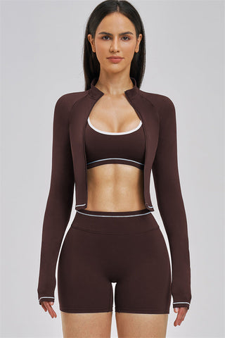 The Unbound Jacket Sports Bra Shorts 3-Piece Set