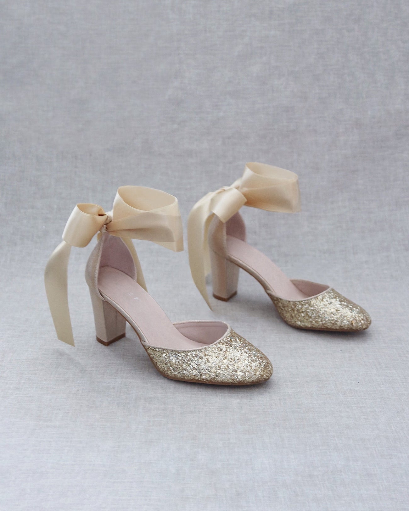 Rock Glitter Block Heel with Wrapped Satin Tie - Glamourous Grace