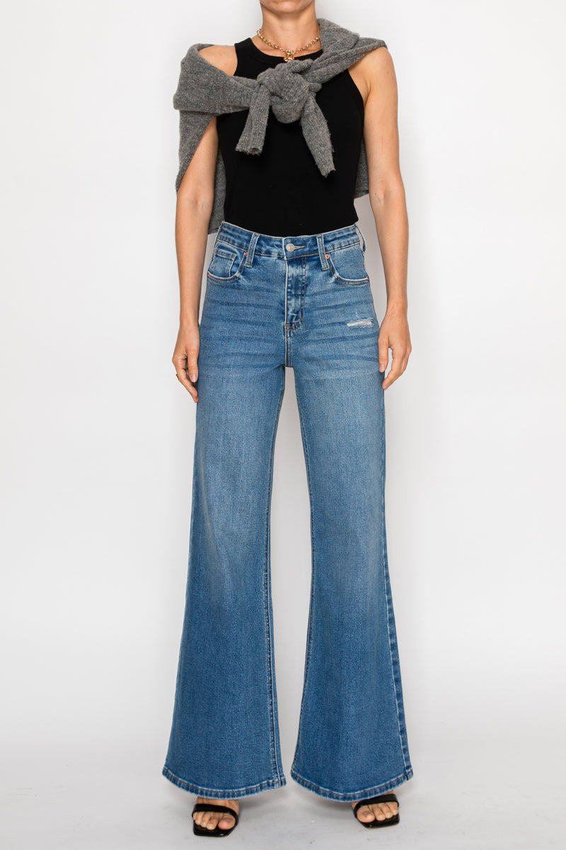 Reese Tummy Control Relaxed High Rise Palazzo Jeans - Glamourous Grace