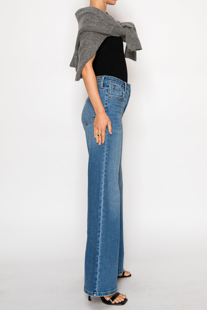 Reese Tummy Control Relaxed High Rise Palazzo Jeans - Glamourous Grace