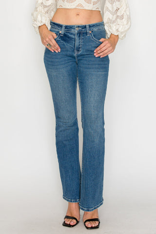 Stevie Tummy Control High Rise Slim Flare Jeans (Medium Wash)