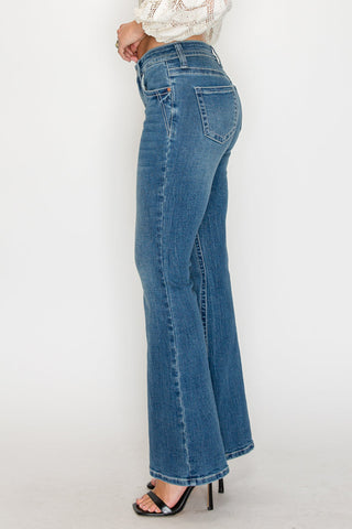 Stevie Tummy Control High Rise Slim Flare Jeans (Medium Wash)