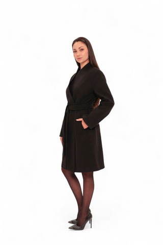 Opera Midi Cashmere Blend Overcoat in Black