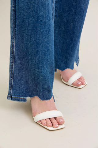 Judy Blue  High Waist Tummy Control Chew Hem Destroy Wide Jeans