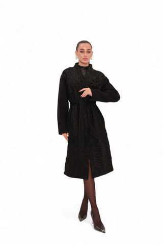 Noir Genuine Karakul Wool Overcoat
