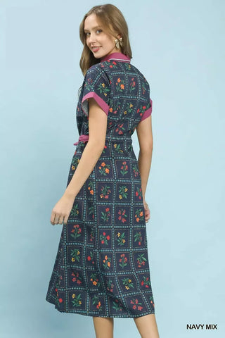 Umgee Mix Floral Button-Front Midi Dress - Glamourous Grace