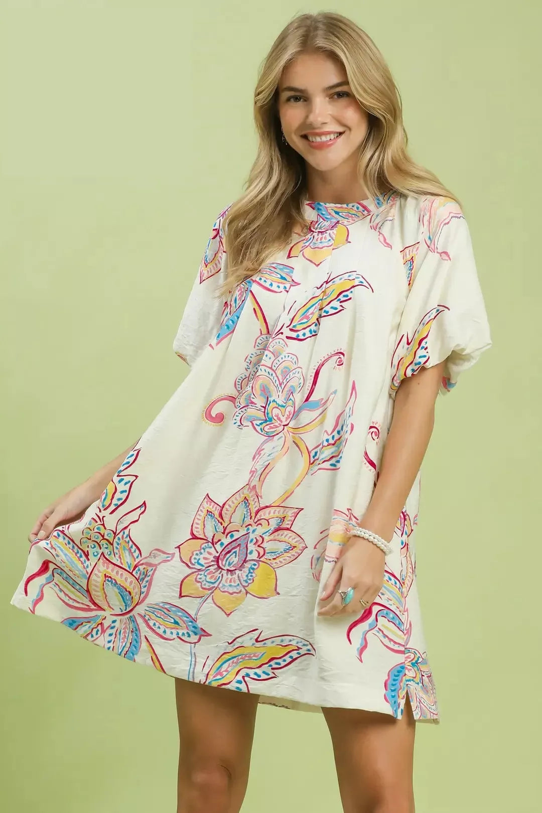 Umgee Boho Floral Print Mini Dress with Pockets - Glamourous Grace