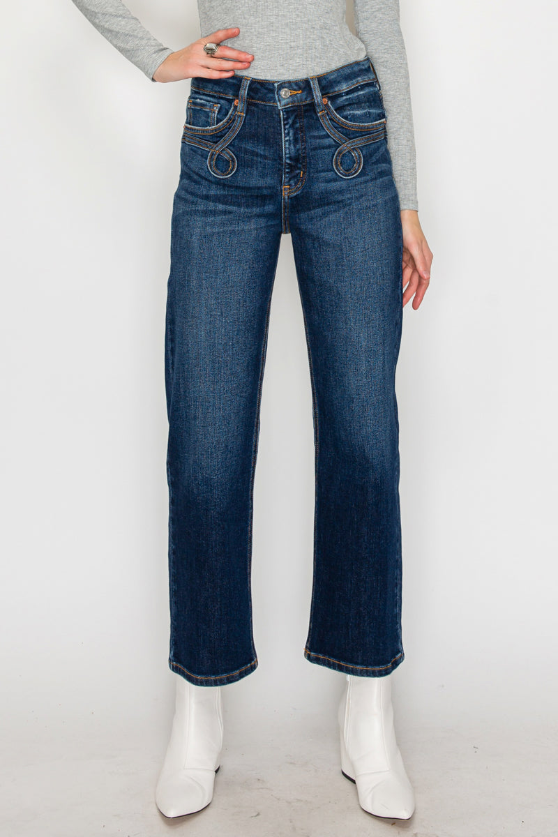Tummy Control Western High Rise Straight Leg Jeans - Glamourous Grace