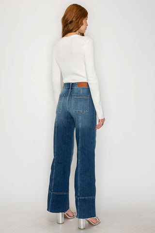 Aurora Tummy Control Eco Friendly Fabric Slim Palazzo Jeans (Dark Wash)