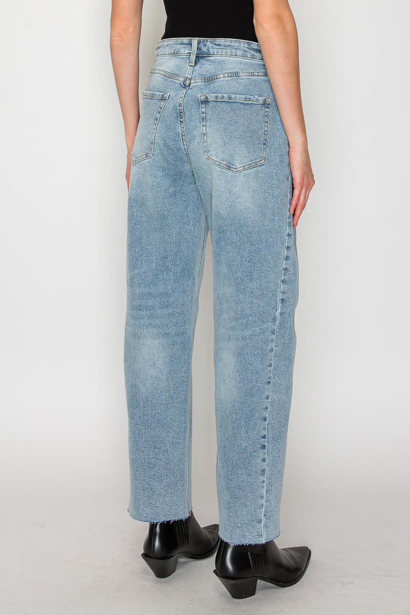 Harlow High Waisted Barrel Jeans Blue by Artemis - Glamourous Grace