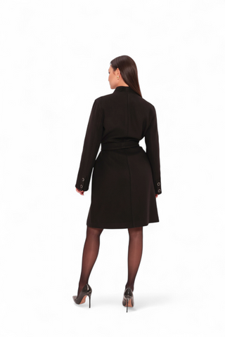 Opera Midi Cashmere Blend Overcoat in Black