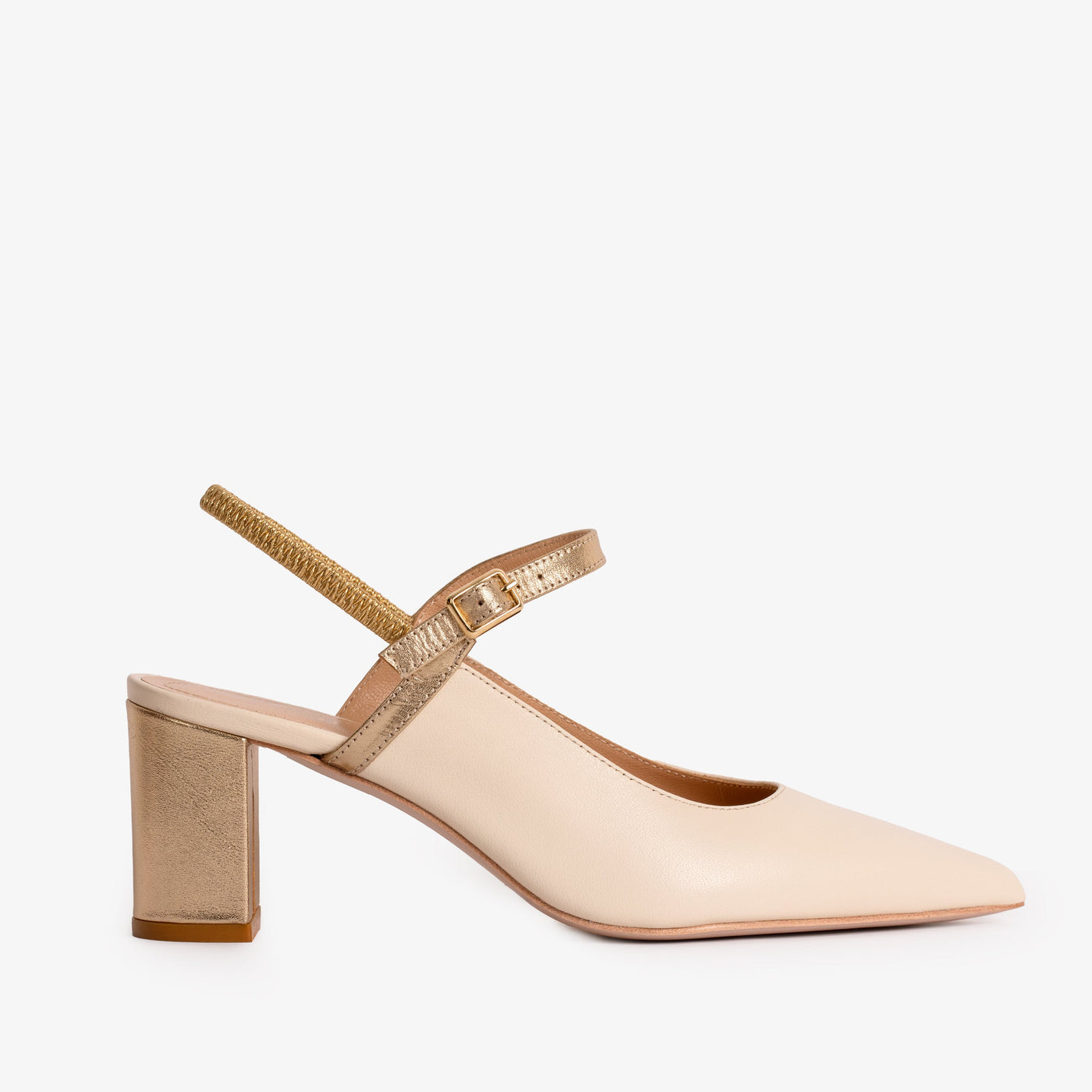 The Pompei Cream Leather Slingback Women Sandal - Glamourous Grace