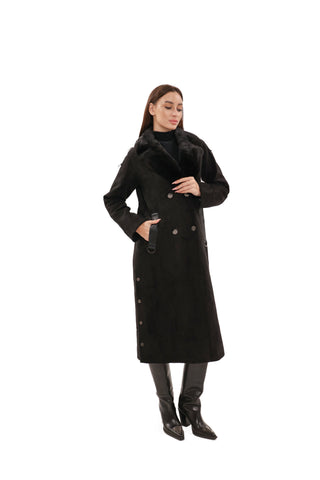 Genuine Mink Fur Eco Suede Coat