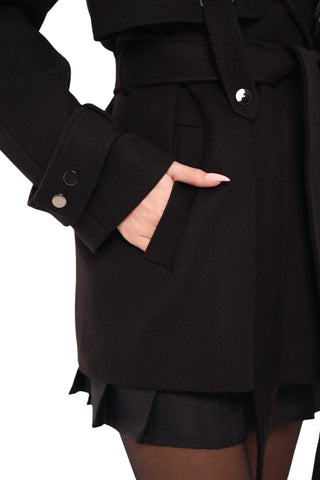 Karina Midi Cashmere Wool Blend Coat In Black