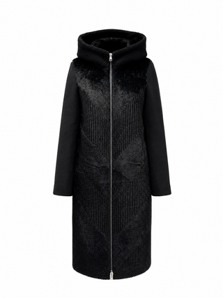 Reversible Faux Fur & Suede Hooded Coat