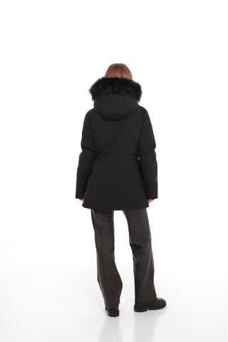 Onyx Genuine Fox Fur Vest-Lined Wool Blend Parka