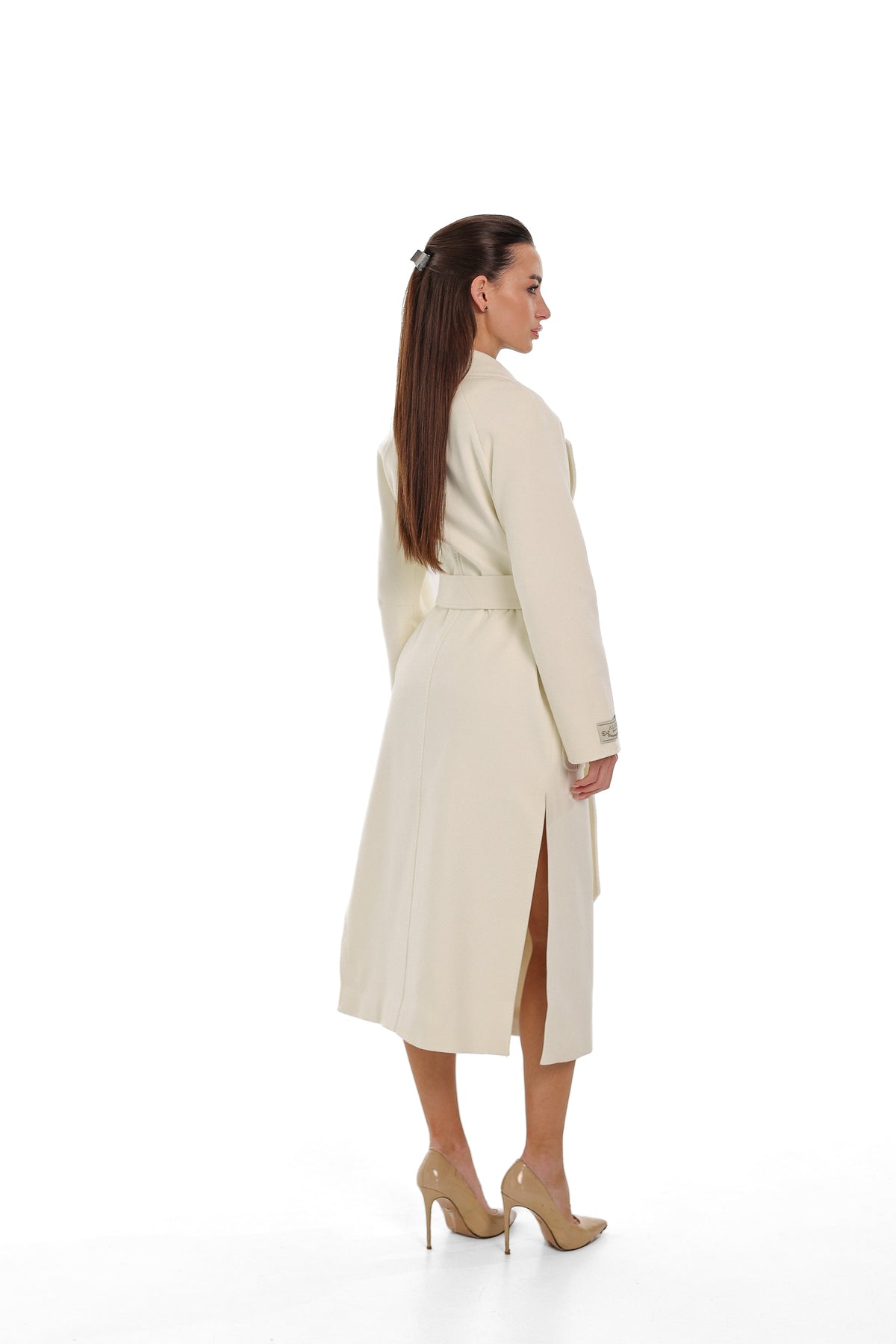 Estelle Classic Cashmere Wool Blend Overcoat in Ivory