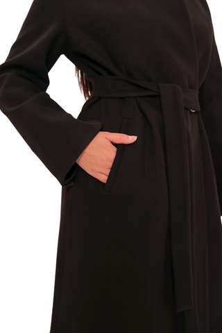 Opera Midi Cashmere Blend Overcoat in Black