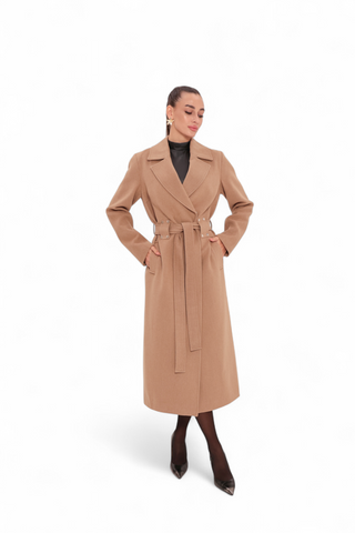 Justine Cashmere Blend Overcoat in Camel, 100cm