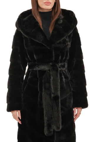 Faux Mink Effect Fur Hooded Coat