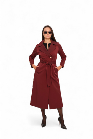 Jackie Trench Coat in Bordeaux