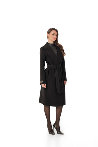 Zane Cashmere Wool Blend Overcoat in Black