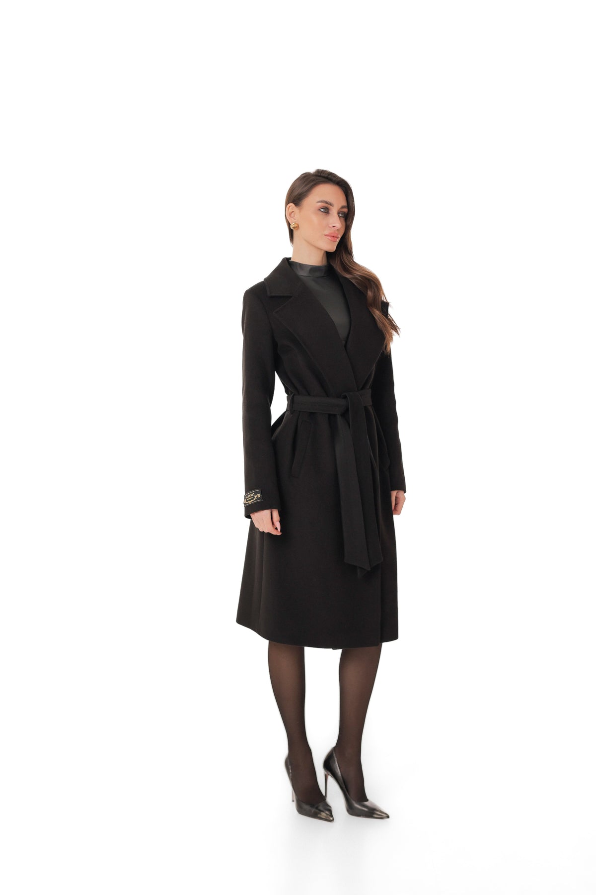 Zane Cashmere Wool Blend Overcoat in Black
