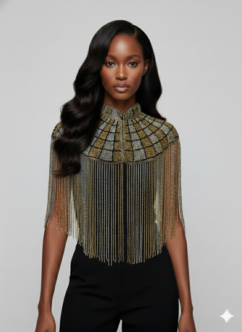 The Gilded Mosaic Cape - Glamourous Grace