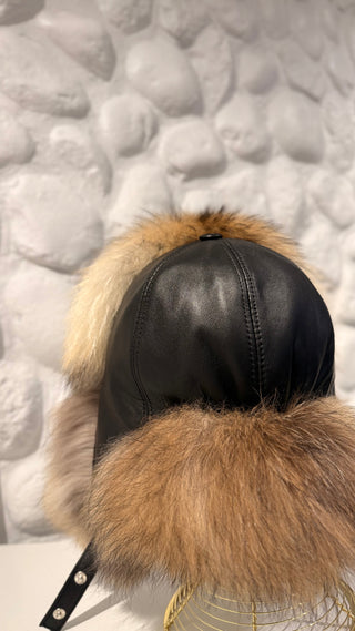 Genuine Raccoon Leather Hat Unisex