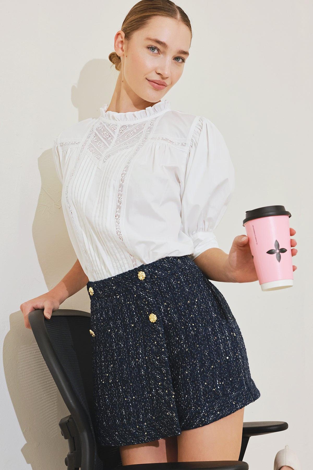 PURE POETRY VICTORIAN WOVEN TOP - Glamourous Grace
