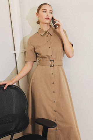 LUCKY ME WOVEN MIDI DRESS - Glamourous Grace