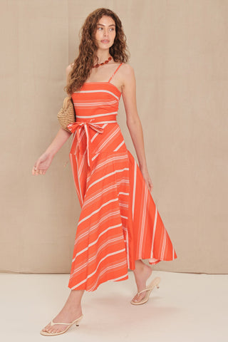 SWEET ESCAPE STRIPE WOVEN MIDI DRESS - Glamourous Grace