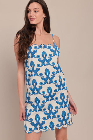 COASTAL SCROLL WOVEN MINI DRESS - Glamourous Grace