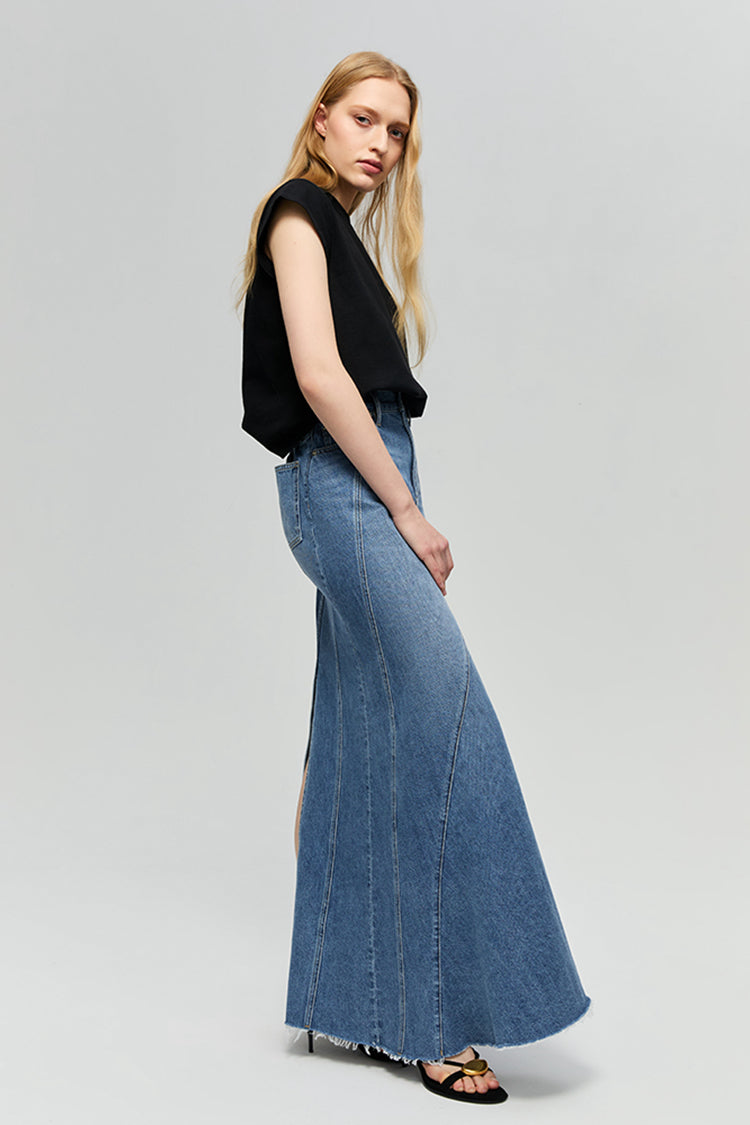 Ocean Wave Denim Skirt HJ821 - Glamourous Grace