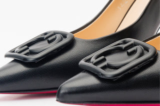 The Maneadero Black Leather Pump Fuchsia Sole Women Shoe - Glamourous Grace