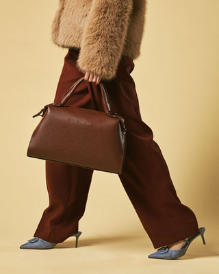 Cecilia (brown) - Italian calf leather women's handbag (with shoulder strap) - Glamourous Grace