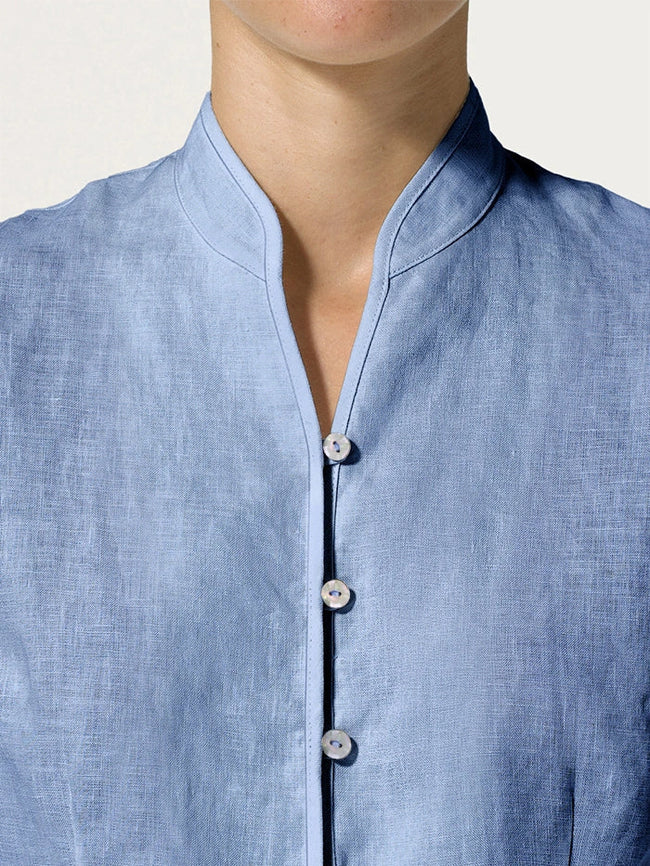 100% Linen Hand Button Fitted Jacket AMELIA - Glamourous Grace