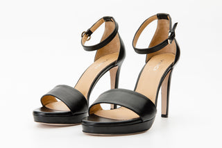The Aksu Black Leather Ankle Strap Women Sandal Final Sale! - Glamourous Grace